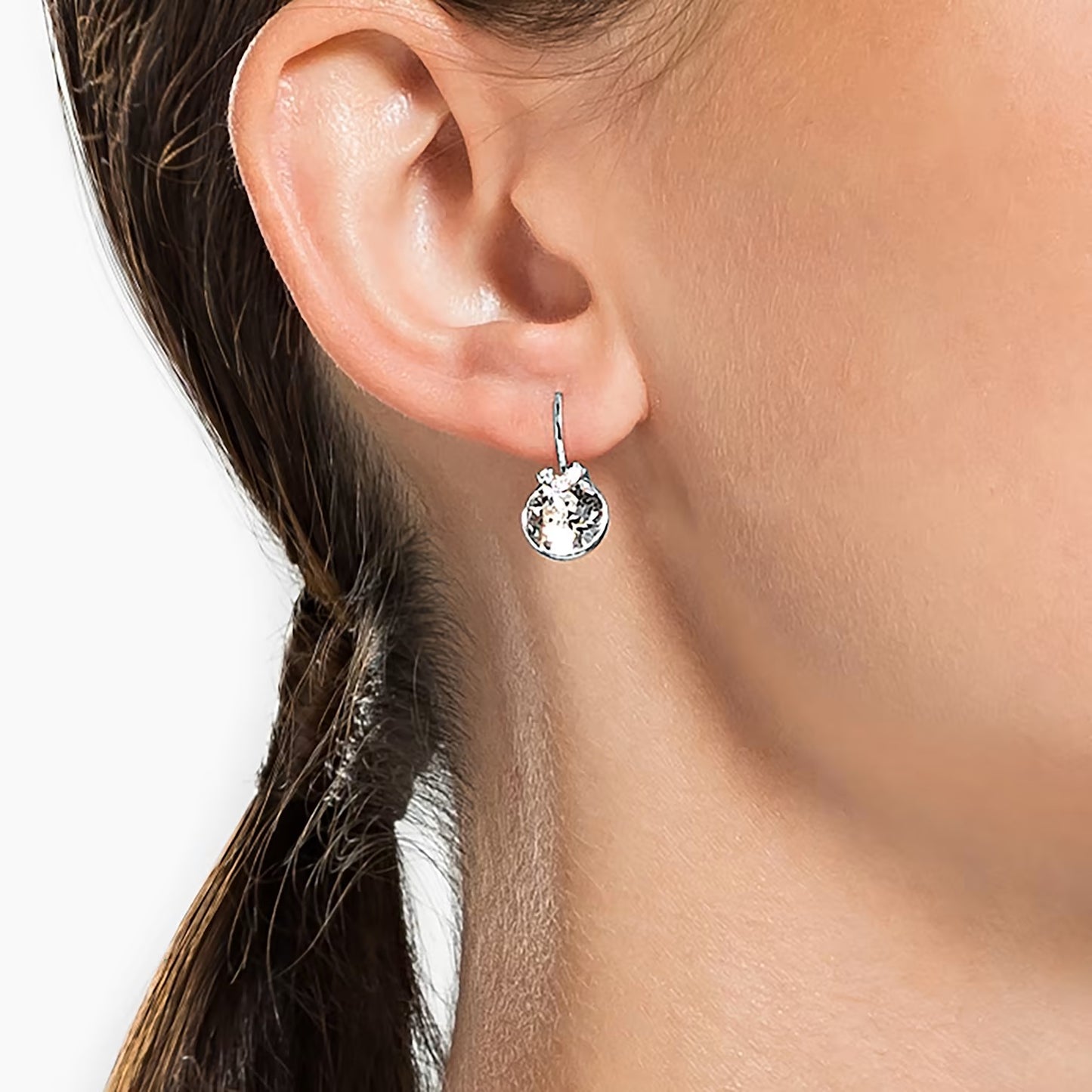 Swarovski Bella V Pierced Earrings White, Rhodium Plated