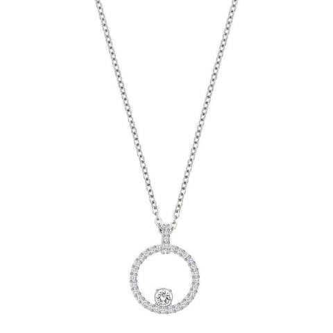 Swarovski Necklace Creativity Circle Pendant, White, Rhodium Plated