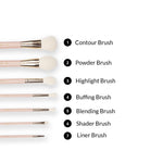 BH Cosmetics Travel Series 7 Piece Face & Eye Brush Set with Bag