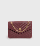 New Look Burgundy Quilted Bee Embellished Cross Body Bag