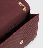 New Look Burgundy Quilted Bee Embellished Cross Body Bag