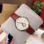 Michael Kors Women's Petite Portia Three-Hand Merlot Leather Watch