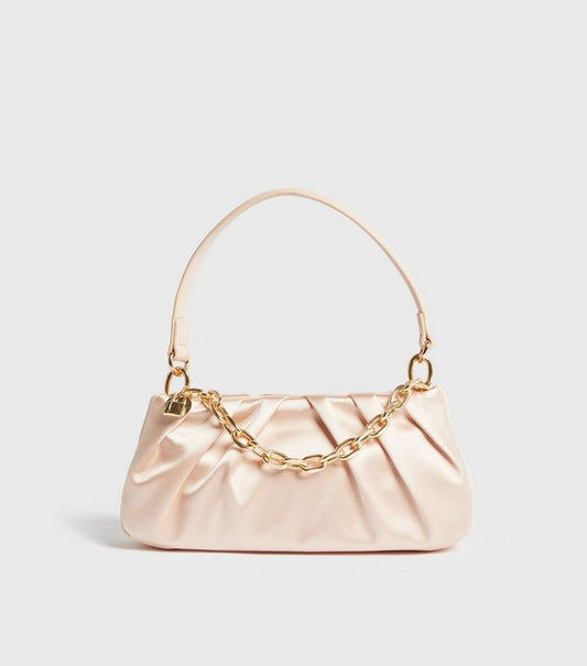 New Look Little Mistress Pale Pink Satin Shoulder Bag