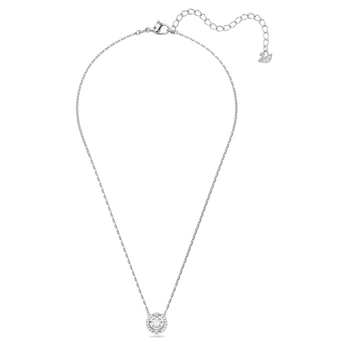 Swarovski Sparkling Dance necklace Round, White, Rhodium plated