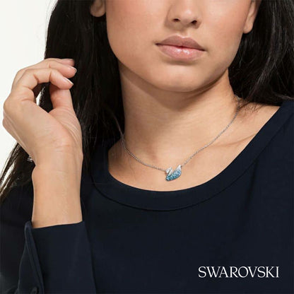 Swarovski Iconic Swan Pendant, Medium, Blue, Rhodium Plated